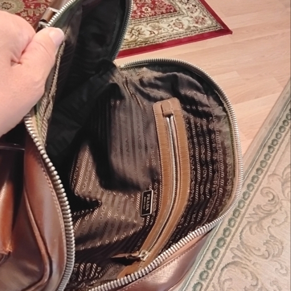 PRADA Leather Briefcase Chocolate Brown Unisex Saffiano VINTAGE - Picture 14 of 17